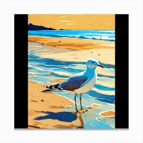 Seagull On The Beach Canvas Print