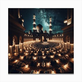 Islamic Mosque At Night 4 Canvas Print