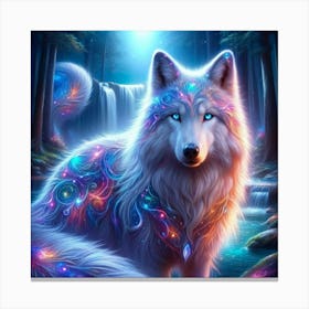 Electric Fantasy Wild Wolf Face 1 Canvas Print