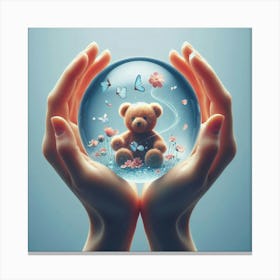 Teddy Bear In Glass Ball Canvas Print