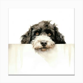 Dog Peeking Over A Wall 7 Canvas Print