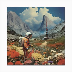 Spaceman Flowers 1 Canvas Print