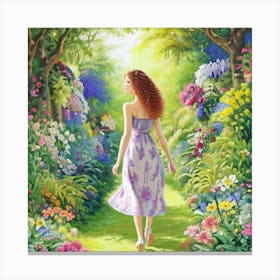 Girl In A Garden 4 Canvas Print