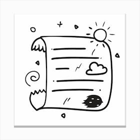 Hand Drawn Doodle Of A Scroll With Weather Icons Canvas Print