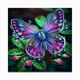 Butterfly With Raindrops Canvas Print