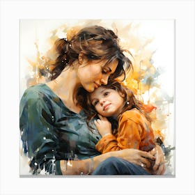 Embrace Of Love Illustration Of Maternal Warmth Canvas Print