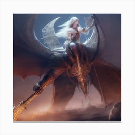 Lady Riding A Dragon Canvas Print