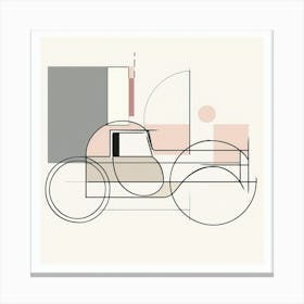 Elegant Minimalist Abstract Geometric Shapes Forming Old-Fashioned Car in Soft Pastels on White Background Canvas Print