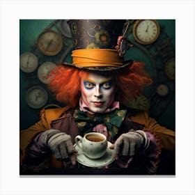Alice In Wonderland Surreal Mad Hatter Square Canvas Print