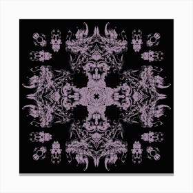 Pastel Dragon Head Pattern Black And Purple Canvas Print