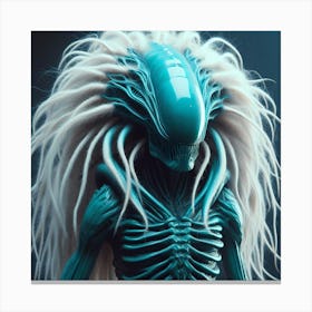 Alien Portrait Turquoise 6 Canvas Print
