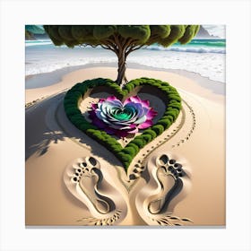 Heart Tree On The Beach Canvas Print
