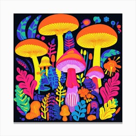 Mushrooms And Plants Canvas Print