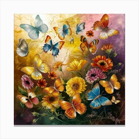 Butterflies And Flowers Canvas Print