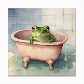 Frog In Bathtub Canvas Print