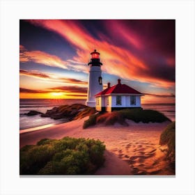 Sunset At The Lighthouse 9 Canvas Print