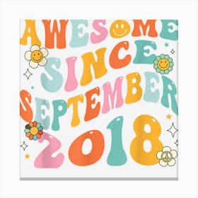 Groovy 4th Birthday Awesome Since September 2018 4 Yrs Old Canvas Print