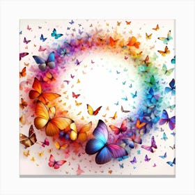 Colorful Butterflies In A Circle Canvas Print