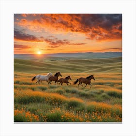 Horses In The Meadow 2 Canvas Print