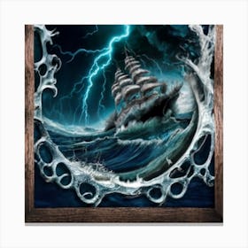 Ocean Storm With Large Clouds And Lightning 12 Canvas Print