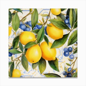 Lemons And Blueberries 1 Canvas Print