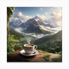 Coffee Cup In The Mountains Canvas Print