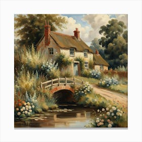 cottage by the bridge Canvas Print