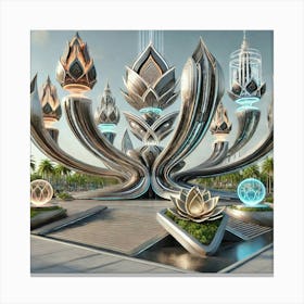 Futuristic Sculptures Thai Italian Motifs Canvas Print