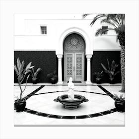 Black And White Photo Of A Courtyard Canvas Print