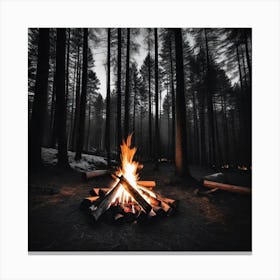 Campfire In The Woods 5 Canvas Print