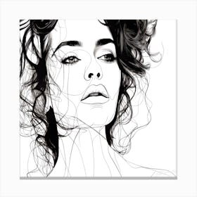 Pondering Face - Line Drawing Portrait Canvas Print