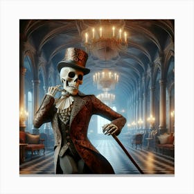 Skeleton In Top Hat 9 Canvas Print
