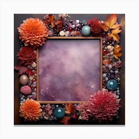 Frame With Autumn Flowers Canvas Print