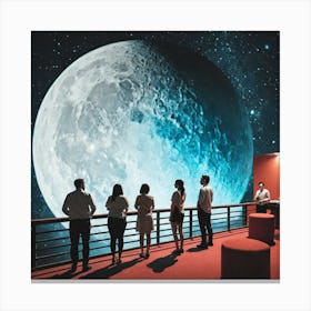 Group Of People Looking At The Moon 2 Canvas Print