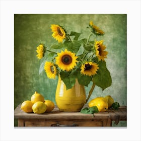 Sunflowers And Lemons 1 Canvas Print