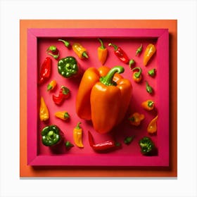 Peppers In A Frame 39 Canvas Print