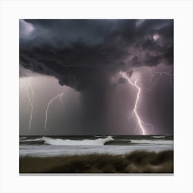 Lightning Over The Ocean 5 Canvas Print