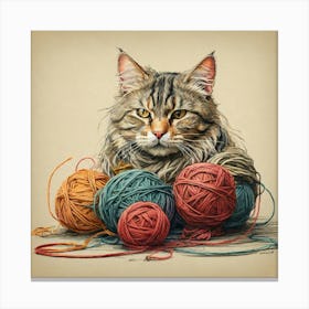 Cat With Yarn Canvas Print Canvas Print