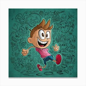 Cartoon Boy Running Canvas Print