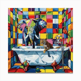 Elephant In The Bath Canvas Print