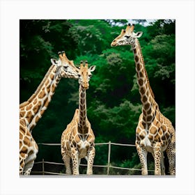 Giraffes At The Zoo Canvas Print