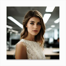 Woman In Office Canvas Print