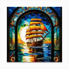 Sailing Ship Stained Glass 1 Leinwandbild