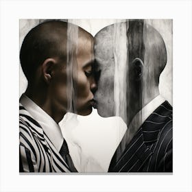 Two Men Kissing Canvas Print