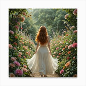 Girl In A Garden Canvas Print