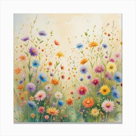 Vibrant Multicolored Wildflowers Varying I 03 Canvas Print