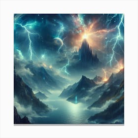 Fantasy Landscape With Lightning Canvas Print