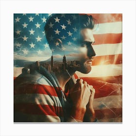 A american flag, a man 2 Canvas Print