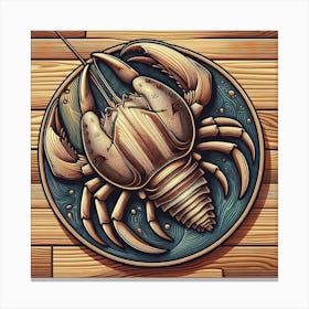 Stylized Wooden Lobster Artwork Canvas Print