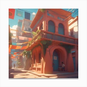 Street In A City Canvas Print